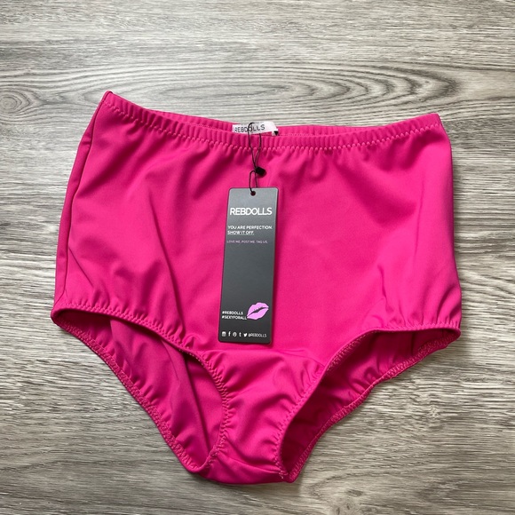 REBDOLLS Lily High Waist Swim Bottoms in Fuchsia Size 1X NWT - Picture 3 of 5
